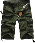 Men's Relaxed Fit Camo Cargo Shorts Lightweight Multi Pocket Outdoor Short Pants Casual Hiking Tactical Shorts (ArmyGreen 1,36)