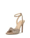 Jessica Simpson Women's Ohela Embellished Dress Sandal Heeled, Champagne, 8.5