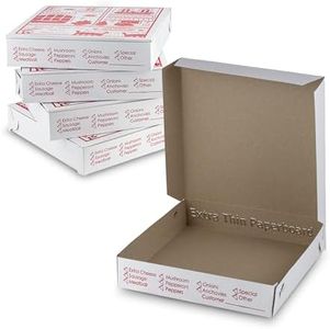 MT Products Extra Thin Pizza Box with Design 12" Length x 12" Width x 2" Depth Lock Corner Clay Coated Pizza Party (10 Pieces) (Not Corrugated) - Made in The USA