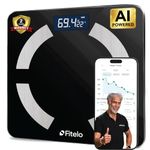 Fitelo Smart BMI Weight Scale | Track 25+ Body Parameters, Body Fat & Muscle Mass | 100+ User Profiles | 2 Yr Warranty | Large Foot Area | Free App Sync & Health Report Card | For Home & Gym Fitness