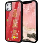 Idocolors Girly 6 plus/6S Plus Case,Red Design Soft Silicone Bumper&Aluminum Hard Back Anti-Fall Shockproof Protective Cover Cute Cartoon Christmas Bear Case for iPhone 6plus/6S Plus