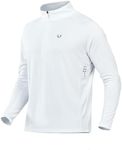 NORTHYARD Men's Running Shirt Long Sleeve Quarter Zip Pullover Moisture Wicking Quick Dry Athletic Workout Shirts WHITE-4XL