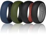 ThunderFit Men Breathable Air Grooves Silicone Wedding Ring Wedding Bands 7.8mm wide, 1.8mm Thick (Black-Grey, Black-Red, DarkBlue-Black, Olive Green-Black Size 12 (21.30mm))