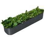 Raised Garden Bed Kits, 17" Tall 9 in 1 8ft X 2ft Raised Planter Bed for Outdoor,Oval Large Metal for Vegetables-Modern Gray