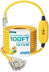 DEWENWILS 100FT GFCI Extension Cord, 3 Prong Plug, 12/3 AWG SJTW