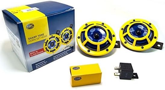 HELLA H31000001 Sharptone 12V High Tone / Low Tone Twin Horn Kit with Yellow Protective Grill, Includes Relay, 2 Horns