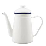 JMAHM Tea Pot Enamel Coffee Pot 1L Water Pot Used for Coffee Tea Milk Oil Induction Cooker Gas Stove Universal (White)