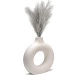 CEMABT Vases for Pampas Grass,Creative Vase Modern Home Decor,Handmade Vase White Ceramic Dried Flowers Crafts Ornaments for Office Home Deco Decoration,Vase Beige