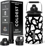Coldest 128 oz Tumbler with Handle and Straw - 100% Spill Proof Tumbler with Straw (3 Lids) - Stainless Steel Insulated Leakproof Tumblers for Women & Men - Cup Holder Friendly - 128 oz (Ghosts)
