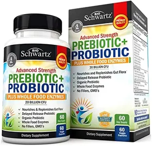 Prebiotics and Probiotic with Whole Food Enzymes for Adults Women & Men - Probiotics Lactobacillus Acidophilus - Digestive Health Capsules Shelf Stable Supplement - Non-GMO Gluten & Dairy Free - 60ct