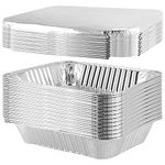 JOIKIT 25 Pack 3500ml Large Aluminum Foil Trays with Lid, 32 x 26 x 6cm Aluminum Food Containers, Rectangular Foil Pan Container for Baking, Picnic, Cooking