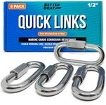 316 Stainless Steel Locking Carabiner Threaded Quick Link Chain Link Connector Clips Heavy Duty D Shape Repair Safety Quicklinks 1/2, 3/8, 5/16 or Small 1/4 Marine Grade Metal - 4pcs Quick Links 1/2"