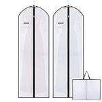 2Pack Wedding Evening Dress Garment Bags,180cm Protector Folding Non-woven Clothes Cover Bag with Pocket and Handle, Breathable Washable Dress Storage Carrier Protector Bags for Long Dress