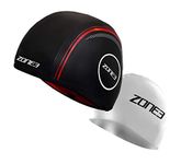 ZONE3 Neoprene Strapless Swim Cap (Black/Red, Large)