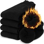 Mens Merino Wool Socks for Men Winter Thermal Warm Hiking Thick Crew Soft Heavy Cozy Socks Gifts Stocking Stuffers for Men 5 Pairs (Black)