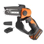 WORX WG324E 12cm 20V Cordless Compact Chainsaw with 2.0Ah Battery and Charger - Lightweight, High-Efficiency Motor, Safe Design