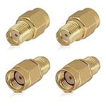 kwmobile RP-SMA Male to SMA Female Adaptor - Pack of 4 - Coaxial Aerial Cable Adapter Antenna Plug Coax Pin Socket Connector Multipack Set