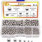 Taiss 620PCS 304 Stainless Steel Precision Balls 6 Sizes 1/4" 7/32" 3/16" 5/32" 1/8" 3/32" Precision Balls Assortment Kit F-086-620PCS