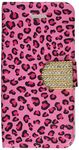 Asmyna MyJacket Wallet with Diamante Belt for iPhone 5s - Retail Packaging - Pink Leopard Skin