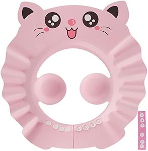 Baby Shower Cap Soft Adjustable Bath Head Cap Visor Safe Shampoo Shower Bathing Protection Cute Cartoon Bathing Shower Hat Wash Hair Hat for Kids Infant Todders Baby (Pink)