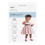 SIMPLICITY Sewing Pattern S9117 Babies' Dresses, Panties & Headband, Various, A (XXS-XS-S-M-L)