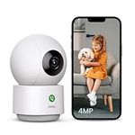 AOSU 4MP 2.5K Indoor Camera, Security Camera Indoor work with 5G/2.4G WiFi, One-Touch Calling, 360 ° Motion Tracking, Two-way Audio, for Baby/Elderly/Pets, Compatible with Alexa