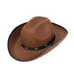 Fun Central AZ963 1 Pc Brown Felt Studded Cowboy Hat Cowboy Toy Hat for Boys and Men Western Cowboy Hat