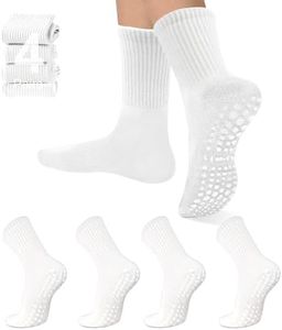 4 Pairs Pilates Yoga Socks with Grips for Women,H HOME-MART Non-Slip Yoga Socks for Women Men Ballet Hospital Ballet Dance Barefoot Workout Anti-Skid Athletic Socks