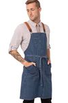 Chef Works Unisex Berkeley Bib Apron, Medium Blue, One Size