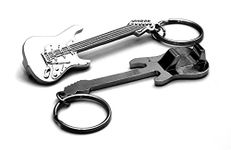 Gifticuffs Metal Bottle Opener Electric Rock Guitar with Keyring Attachment