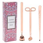 Luxiv 3 in 1 Candle Snuffer Set, 3P Candle Accessory Set with Candle Wick Trimmer, Candle Snuffer and Candles Wick Dipper Candle Cutter Kit for Candle Lovers with Gift Package (Rose gold)