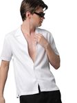 Voroxy Men Regular Fit Self-Design Cuban Collar Casual Shirt (HS_38001_WHITE_XXL_White_XX-Large)