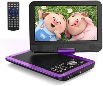 Yoton 12.5" Portable DVD Player with 10.5" HD Swivel Screen, Easy Setup for Kids & Elderly, 6-Hour Battery Life, Includes AV Cable & Car Charger, Supports USB/SD Card(Not Support Blu-ray), Purple