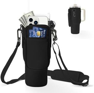 Pgtc Support de Bouteille d'eau pour Stanley Quencher Tumbler 40 oz,Porte-Bouteille d'eau avec bandoulière réglable,Accessoires pour Stanley Cup pour la Marche,Le Voyage et Le Camping (Noir)