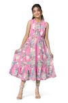 Fashion Dream Girl's Printed Calf Length Dress|Frocks|Girls Dress Casual Dress|Kids Girls Dress|Printed Dress(FDGFRK00413 PNK 28_Pink_7-8Yrs)