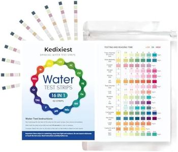 50PCS 16-in-1 Drinking Water Test Kit – Water Testing Strips for Home Tap and Well Water – Detects pH, Hardness, Lead, Iron, Nitrate, Nitrite, Copper, Mercury, Chlorine & More(16 in 1 50 Test Strips)