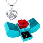 YJYJHOPE Preserved Red Rose with I Love You Necklace, Birthday Gifts for Women, Gifts for Her/Mom/Wife/Girlfriend, Birthday Anniversary Christmas Valentine's Day Gifts