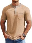 COOFANDY Henley Shirts for Men Classic Slim Fit Tee Vintage Basic Button Henley Shirts Short Sleeve Summer Fashion T Shirts