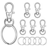 sprookber 100pcs Metal Lobster Claw Clasp with Key Ring for Crafts, Lanyard Clips snap Hook, Swivel Clasps Clip (Claw Clasp 50pcs+Key Ring 50pcs)