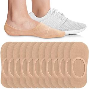 Eedor No Show Socks Womens with Low Cut Socks and No Slip Socks for Women, 6 Pairs (12 Socks)_beige, Shoe Size: 8-10