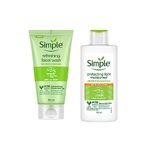 Simple Kind To Skin Refreshing Facial Wash 150 Ml, Mild Face Wash With Gentle Cleanser & Protecting Light Liquid Moisturiser SPF 15, Sunscreen for All Skin Types, 125ml