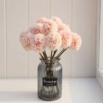 SCZONE Artificial Chrysanthemum Ball Hydrangea Flowers Bouquet 10pcs Without Vase Present Glorious Moral for Home Office Coffee House Parties and Wedding (Champagne Pink)