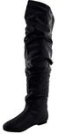 Nature Breeze Women's Vickie Stretchy Thigh High Boot,Black Pu,8