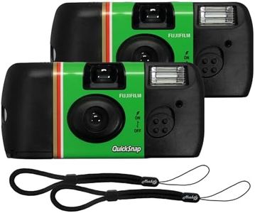 Fujifilm QuickSnap Flash 400 Disposable Camera – 2 Pack 35mm Film Cameras + Moshify Adjustable Wrist Strap – Fuji Disposable Camera Set for Weddings, Parties, Travel, Events