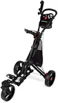 Founders Club Swerve 3 Wheel Push Pull Golf Cart for Walking Free Umbrella Holder and Storage Bag