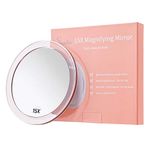 SANTOO 15X Magnifying Mirror - with 3 Mounting Suction Cups - Use for Precise Makeup - Eyebrows/Tweezing - Blackhead/Blemish Removal - Bathroom/Travel Makeup Mirror - 6 Inch Round (Rose Gold)