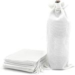 Bezall 10Pcs Burlap Wine Bags, Linen Drawstring Wine Gift Bag, Jute Champagne Wine Bottle Covers for Christmas Wedding Holiday Wine Tasting Party (White)