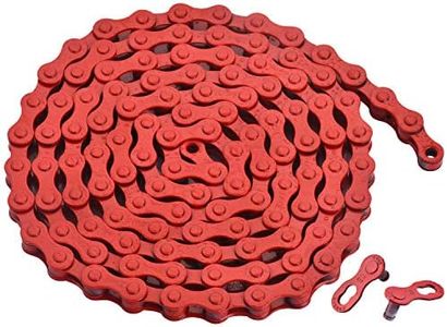 ZONKIE Single-Speed Bicycle Chain 1/2 x 1/8 Inch 116 Links (Red, 1/2" ×1/8" 116 Links)