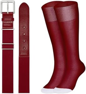 XZQTIVE Baseball Socks and Belt Combo Set Adjustable Softball Socks and Belt for Youth Adult,Wine Red