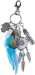 JITNGA Portachiavi Acchiappasogni Gemma Doppia Estremità Portachiavi In ​​Metallo Stile Bohémien Regalo Con Ciondoli A Forma Di Piuma Per Coppie Di Ragazze E Donne